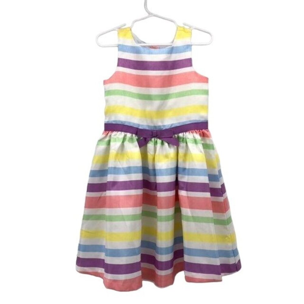 Gymboree Girls Striped Easter Dress Size 4 Sleeveless Used